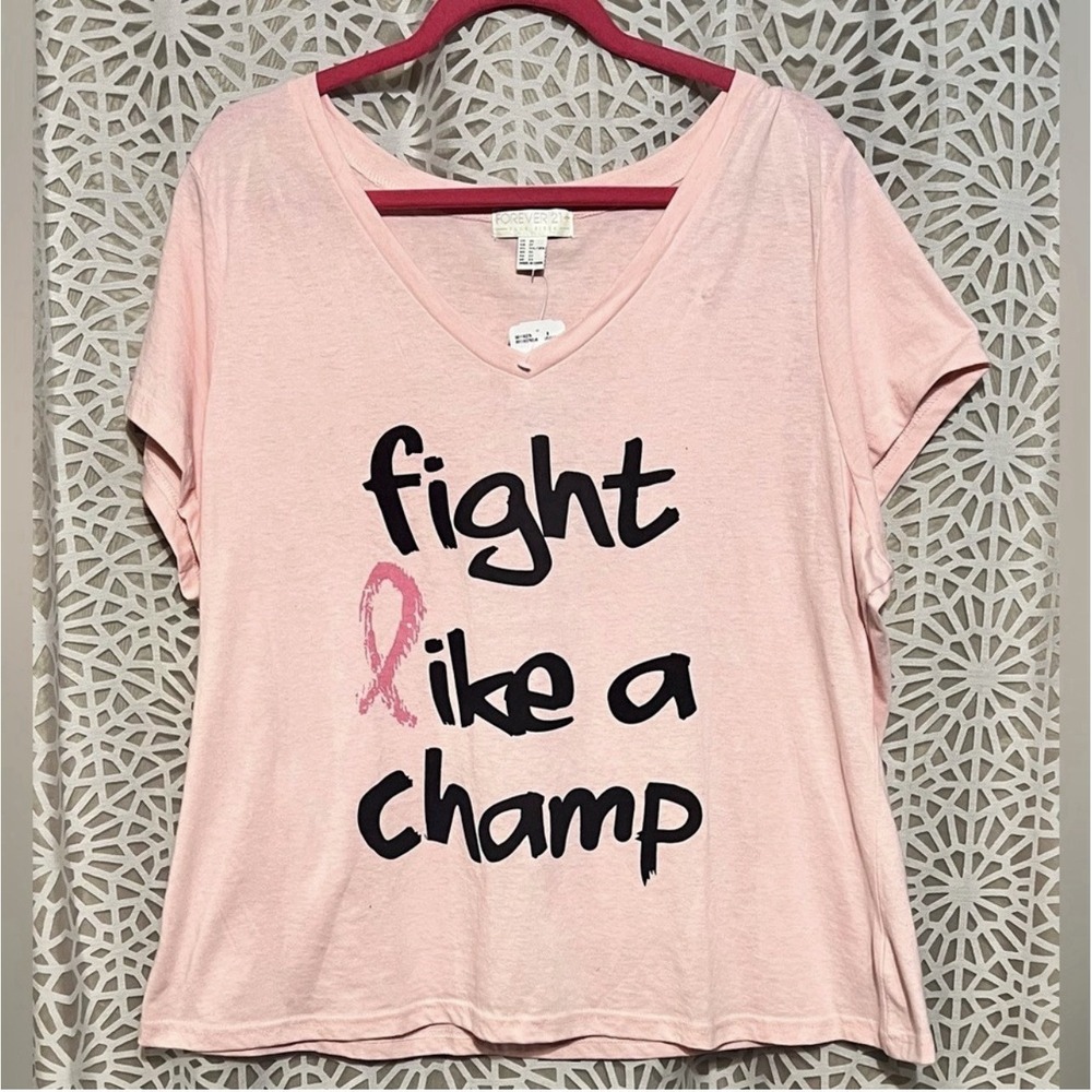 Pink Fight Like A Champ Breast Cancer Awareness Graphic Tee 3X Plus Size